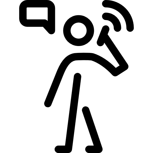 Speaking by phone stick man telephones phone call icon