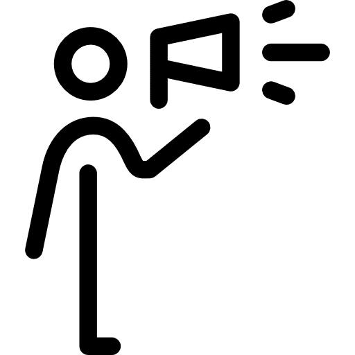 Speaking loud human pr stick man icon