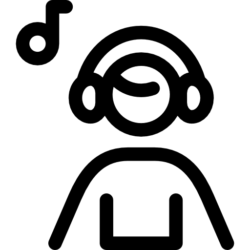 Listening music headphones quaver musical note icon