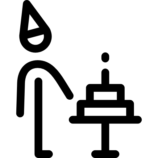 Man with cake stick man human birthday cake icon