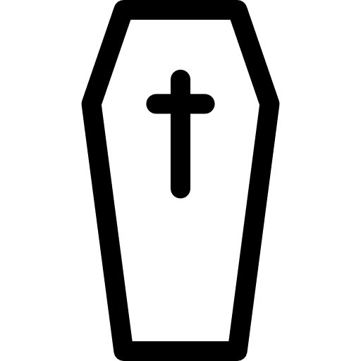 Coffin with cross scary creepy death icon