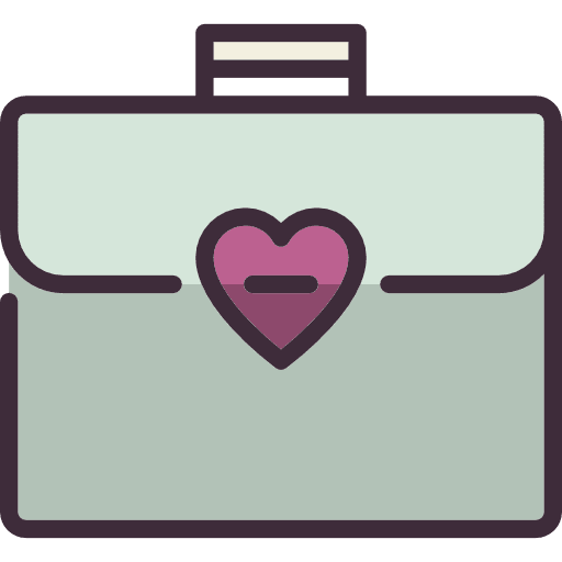 Briefcase heart luggage travelling icon