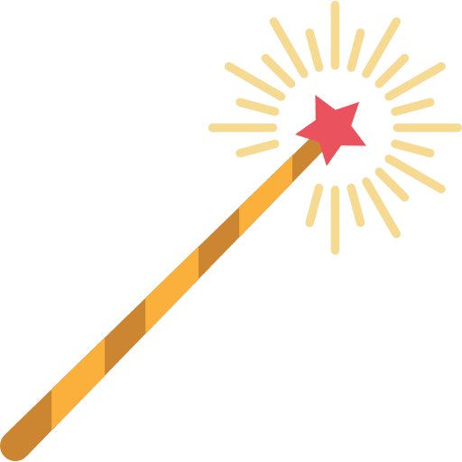 Magic wand tools and utensils magician magic wand icon