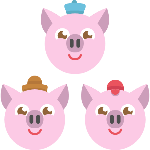 Three piglets folklore characters fairy tale icon