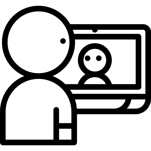 Videocall non face to face videocall stick man icon