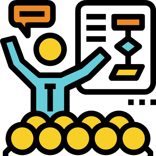 Presentation conference speech businessman icon
