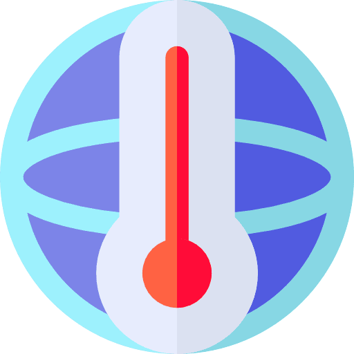 Global warming thermometer ecology and environment world grid icon