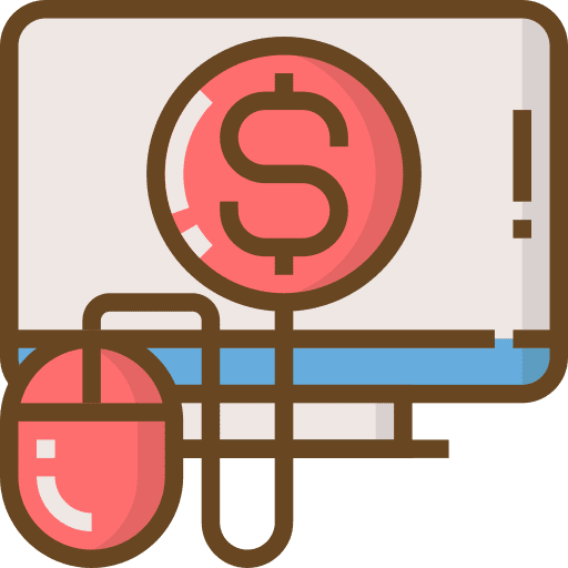 Computer coin seo and web marketing icon