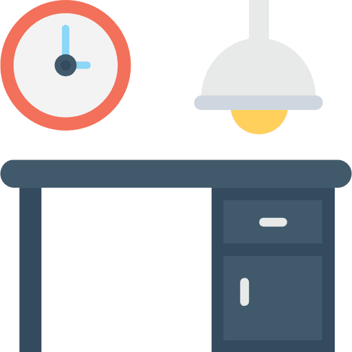 Desk table furniture and household office material icon