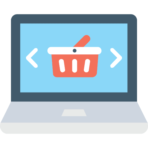 Laptop computing commerce and shopping communications icon