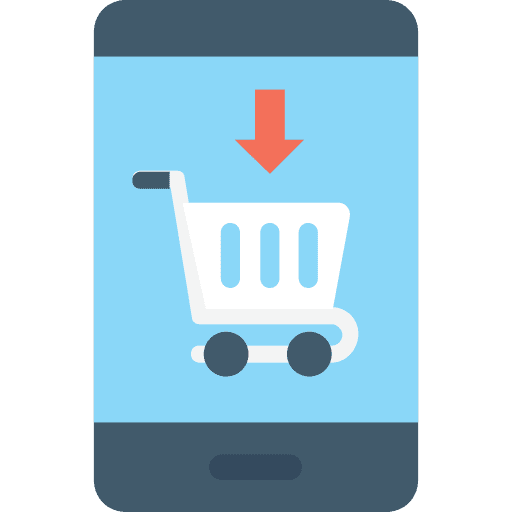 Online shop touch screen ecommerce mobile phone icon