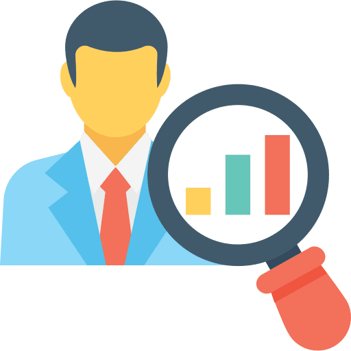 Analytics loupe seo and web worker icon