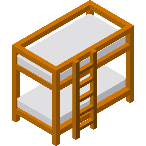 Bunk bed architecture and city bunk hotel icon