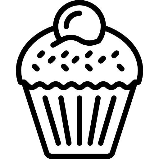 Cupcake baked sweet food and restaurant icon