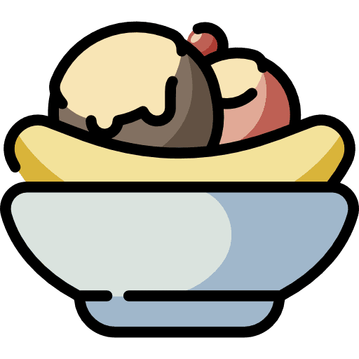 Banana split banana food and restaurant dessert icon