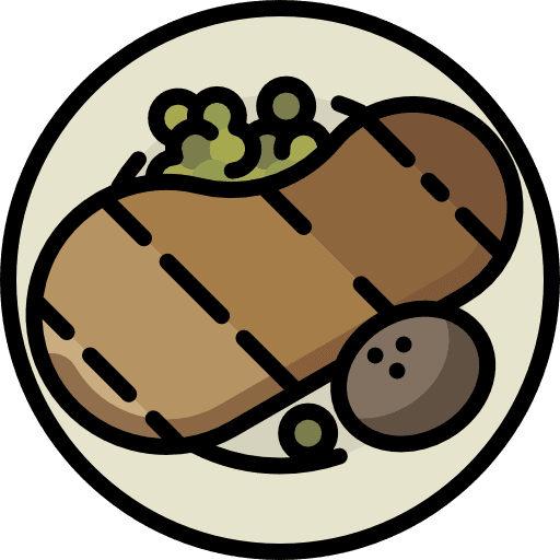 Steak barbecue grilled food and restaurant icon