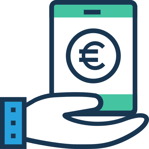 Smartphone commerce and shopping euro smartphone icon