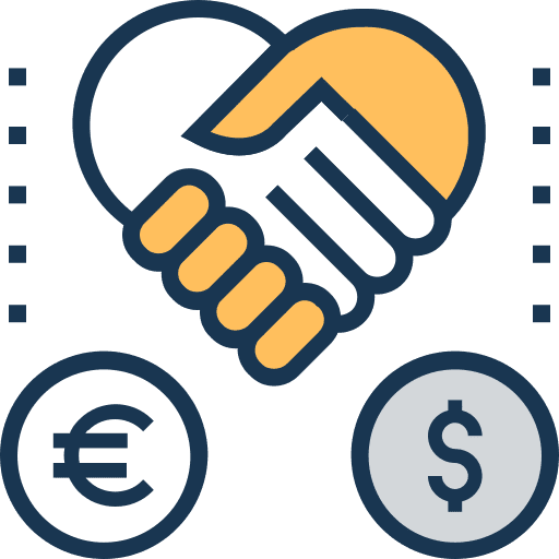 Deal euro dollar handshake icon