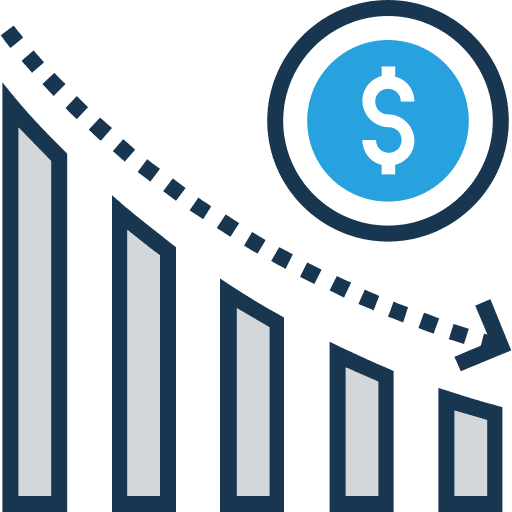 Loss currency bankrupt dollar symbol icon