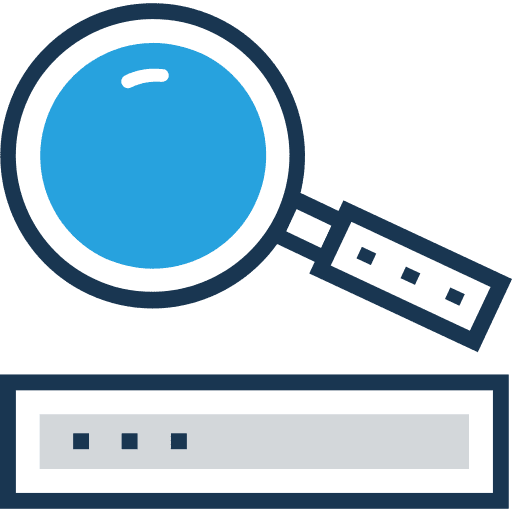 Search magnifying glass seo and web tools and utensils icon