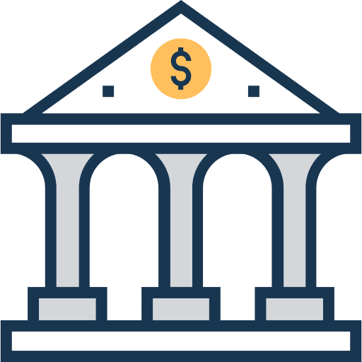Bank building finance money icon