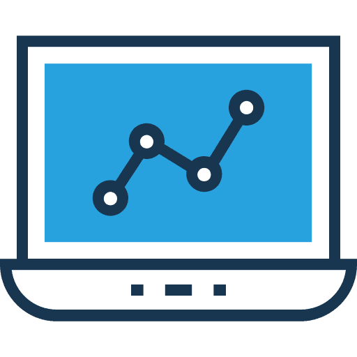 Laptop technology stats analytics icon