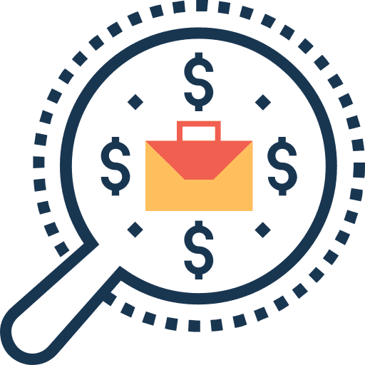 Loupe search dollar dollar symbol icon