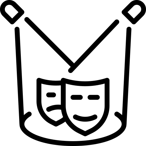 Theater hobbies and free time theater masks spotlights icon