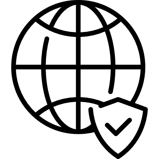 World globe grid security signs icon