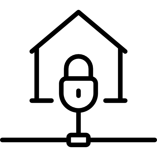 Home padlock insurance architecture and city icon