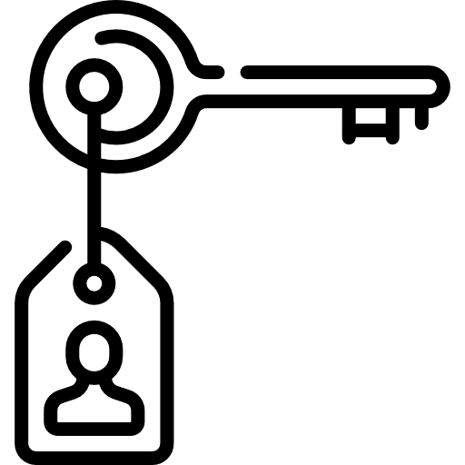 Key label tools and utensils tag icon