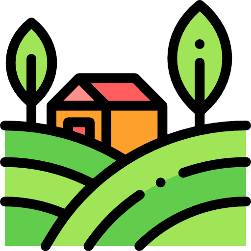 Field farming and gardening country farm icon