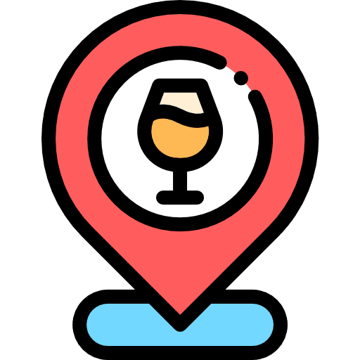 Pin food and restaurant wine signs icon