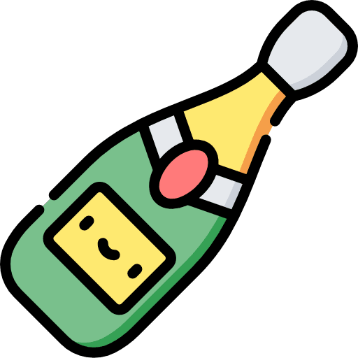 Champagne birthday and party alcohol bottle icon