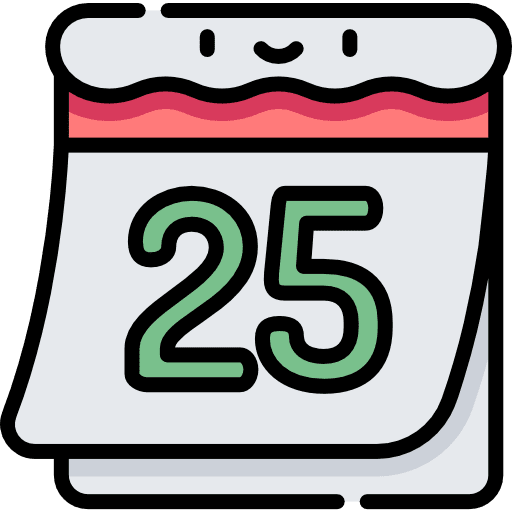 Christmas day time and date calendar date icon