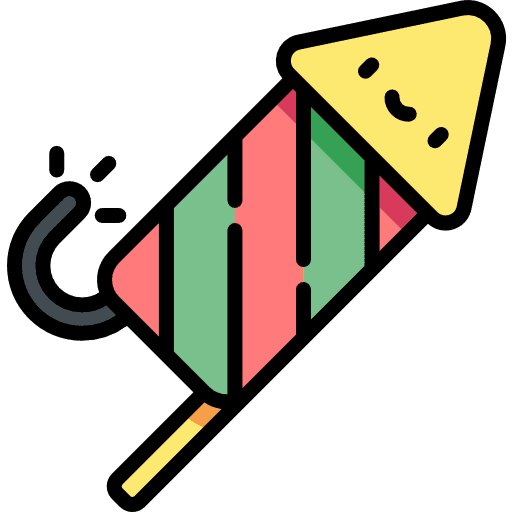 Fireworks rocket event birthday and party icon
