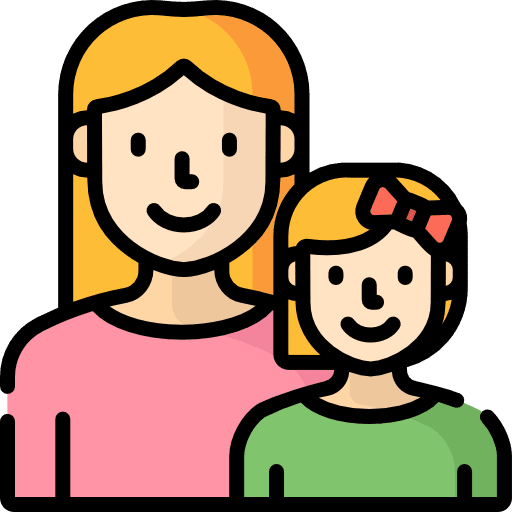Parenting mother kid and baby girl icon