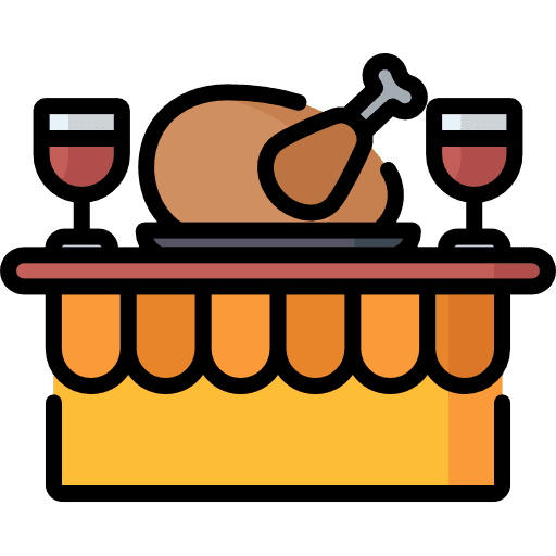 Dinner cooked wine glass roasted chicken icon