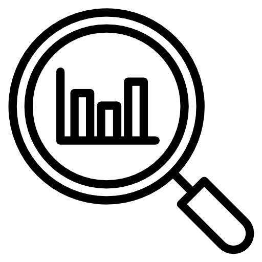 Analytics loupe analysis chart icon