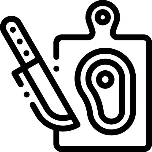 Meat grill cutting meat icon