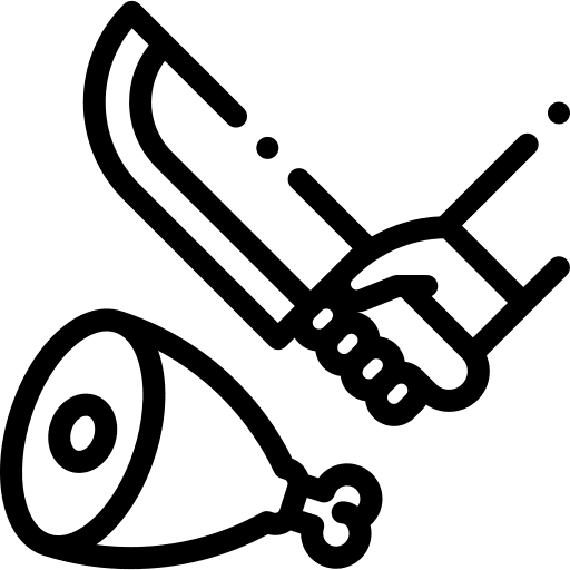 Butcher cutting food hands and gestures icon