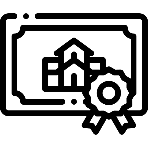 Certificate files and folders interface house icon