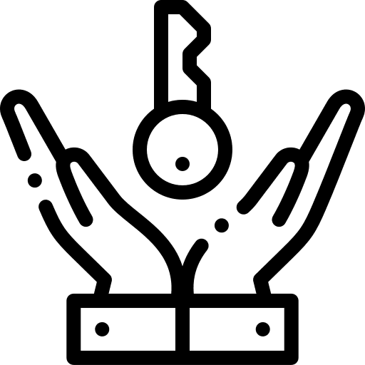 Key hands and gestures insurance house icon