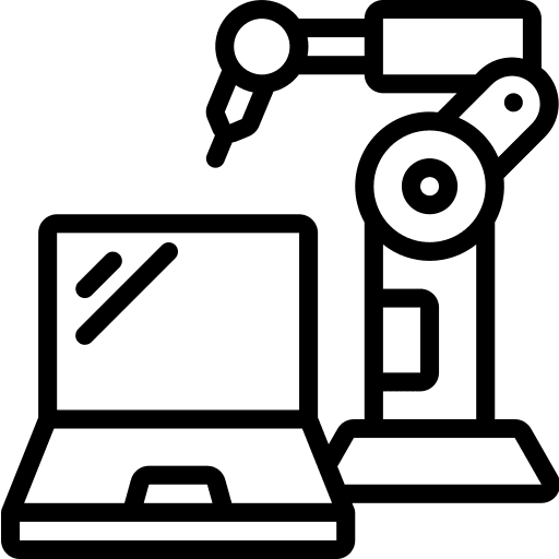 Robotic conveyor electronics laptop icon