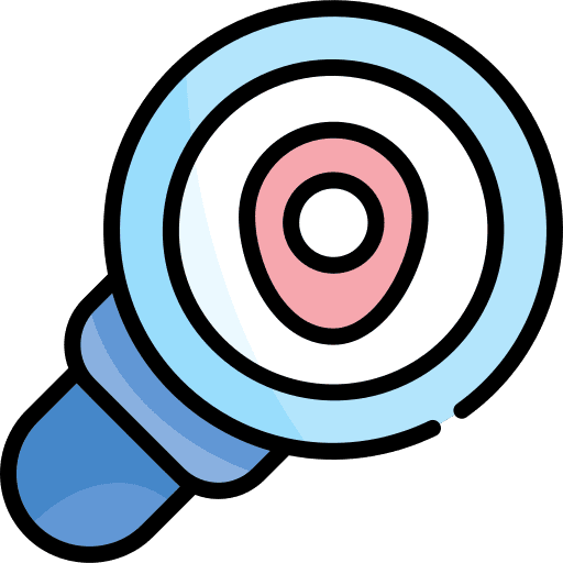 Location map magnifying glass loupe icon