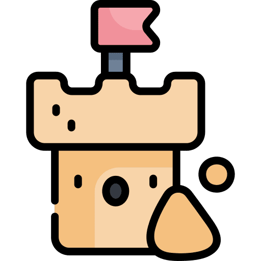 Sand castle toy holidays kid and baby icon