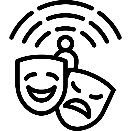 Drama speech bubble online music and multimedia icon