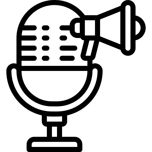 Advertising podcast music and multimedia communications icon