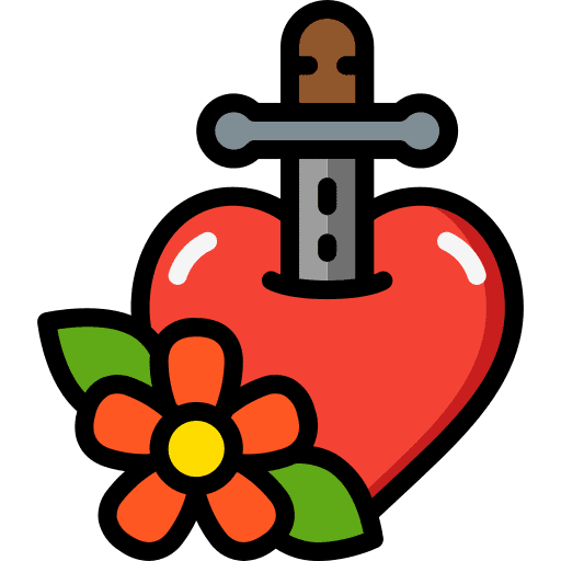 Heart flower old school sword icon