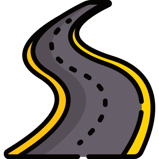 Road paths asphalt broken line icon
